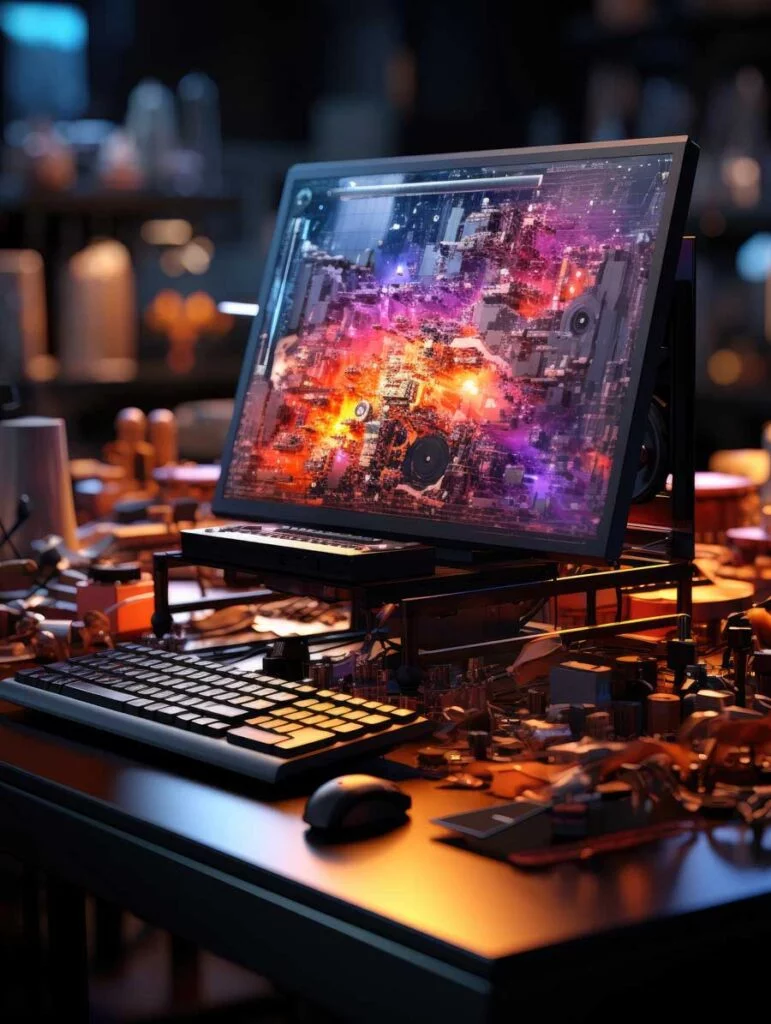 Ottimizzazione SEO - Computer con disegno astratto sullo schermo