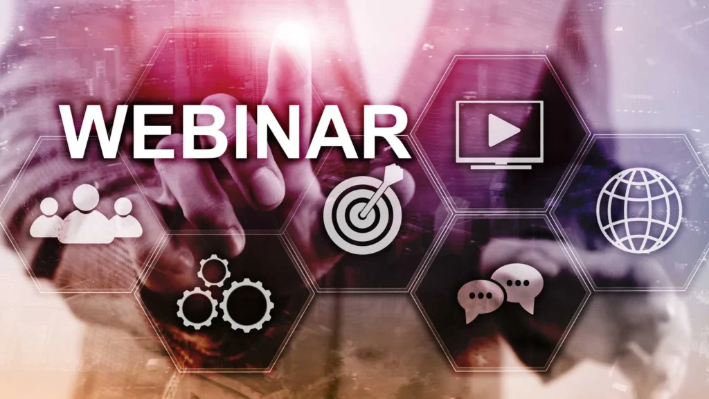Eventi e Webinar di successo immagine concettuale con icone Internet