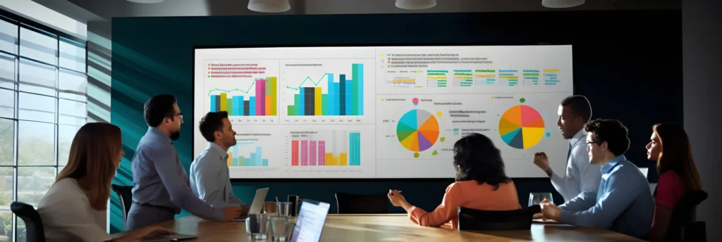Analisi Predittiva gruppo di lavoro discute un grafico attorno a un tavolo