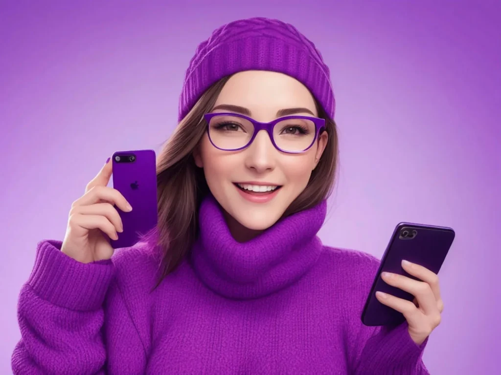 Mobile Marketing ragazza sorridente con in mano due cellulari