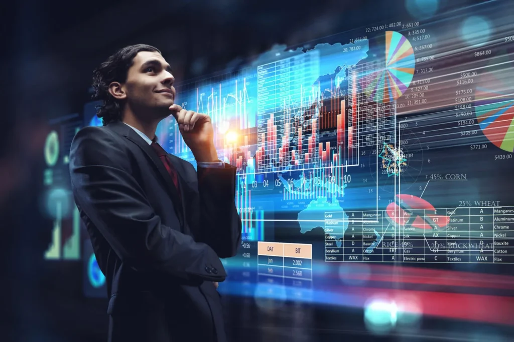 Navigare le Sfide di Mercato 2 Sfide di Mercato giovane ragazzo che pensa davanti a un grafico