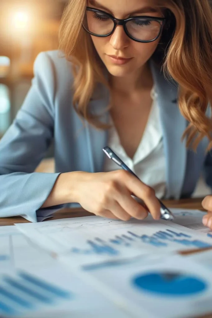 Strategie di Prezzo nel Marketing Digitale 1 Strategie di Prezzo giovane donna che visione dei grafici su dei fogli tenendo in mano una penna