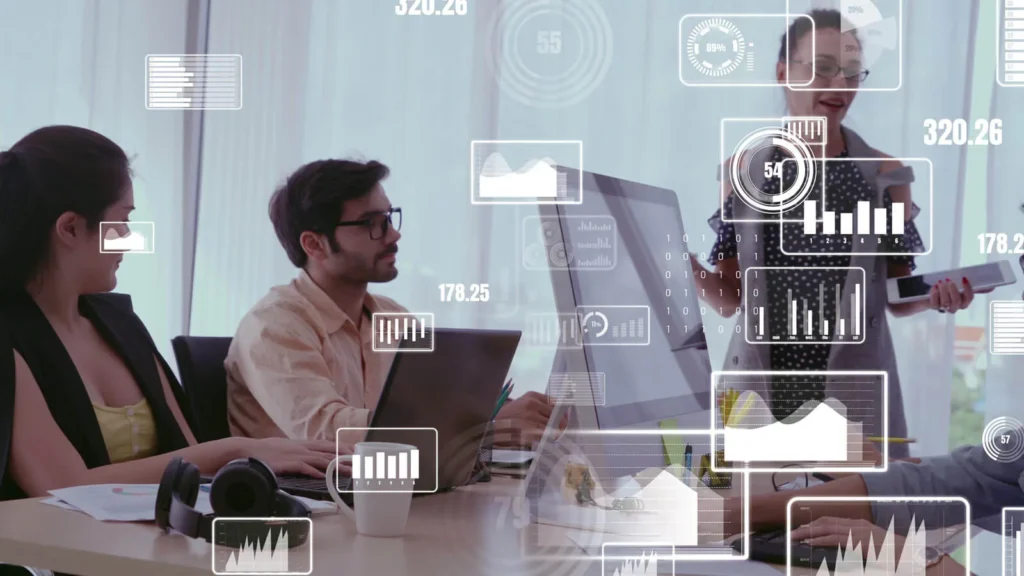 Big Data immagine concettuale con delle persone di affari che lavorano al computer