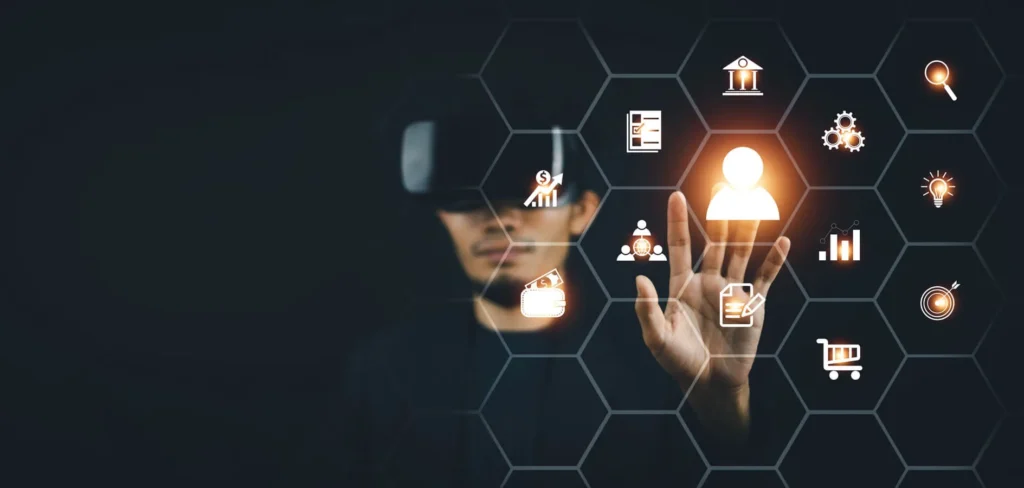 Strategie di Retargeting persona che schiaccia una icona illuminata in mezzo ad altre icone