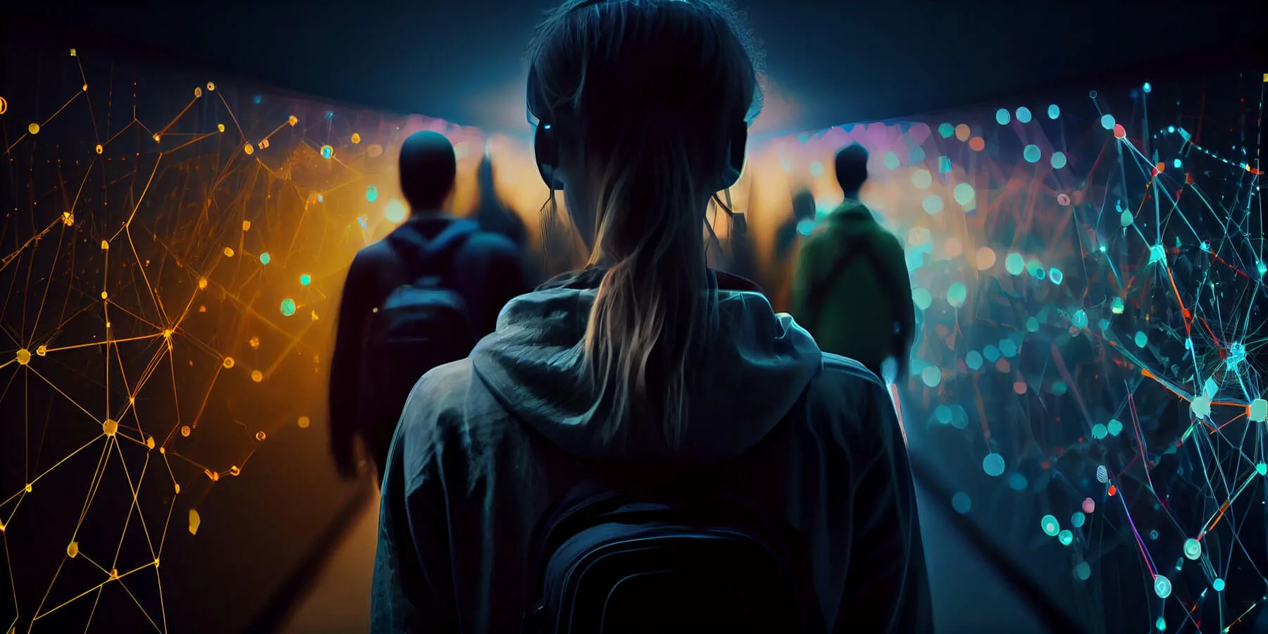 User Generated Content. Coinvolgere la Community 6 User Generated Content. Coinvolgere la Community immagine concettuale di un gruppo di persone che cammina in un corridoio fatto da reticoli