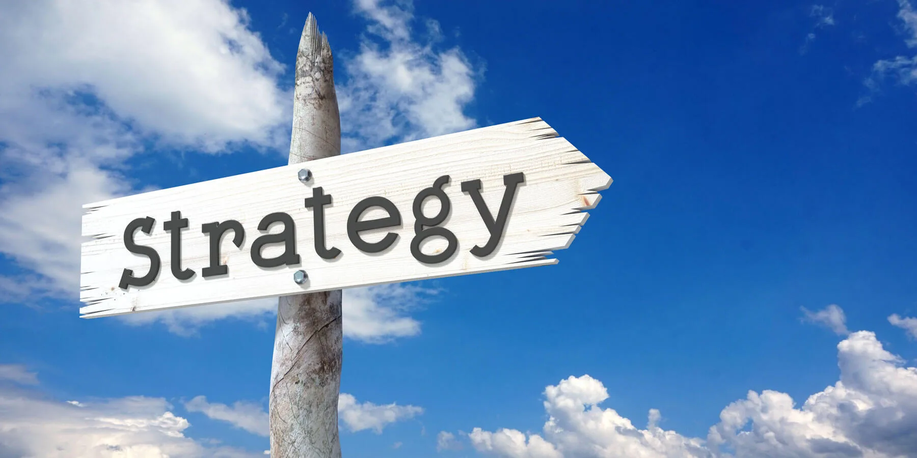 Brand Positioning segnale in legno che indica STRATEGY