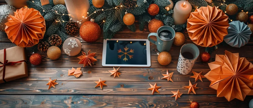 Campagna Natalizia composizione natalizia composta da un tablet e addobbi