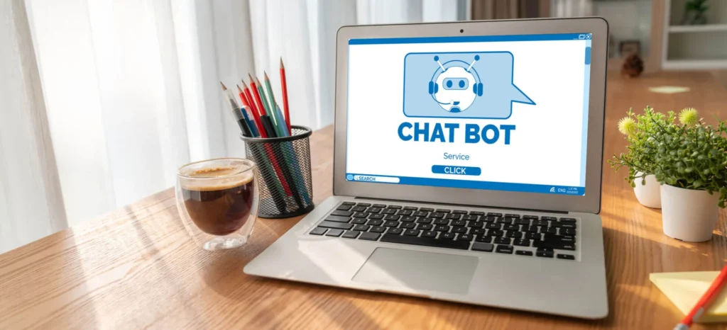 Chatbots e Assistenza Clienti applicazione sul computer in modalità online