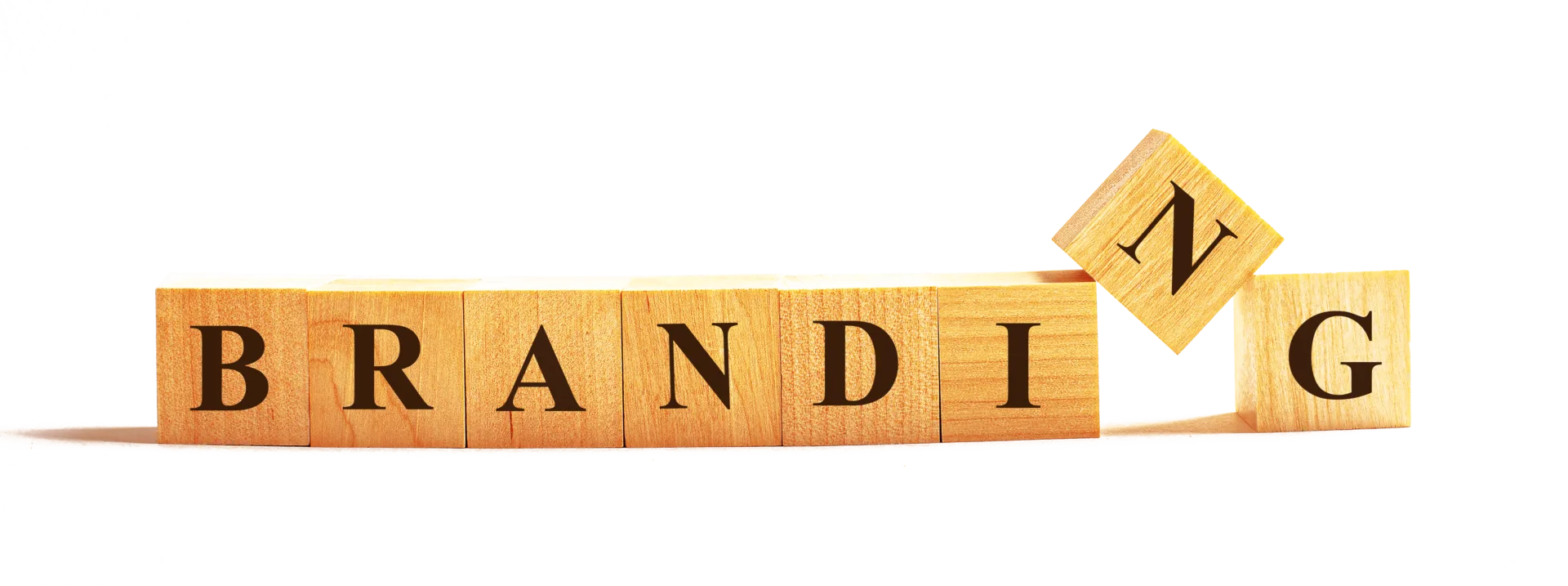 Consistenza del Brand parola Branding scritta su 8 cubetti di legno
