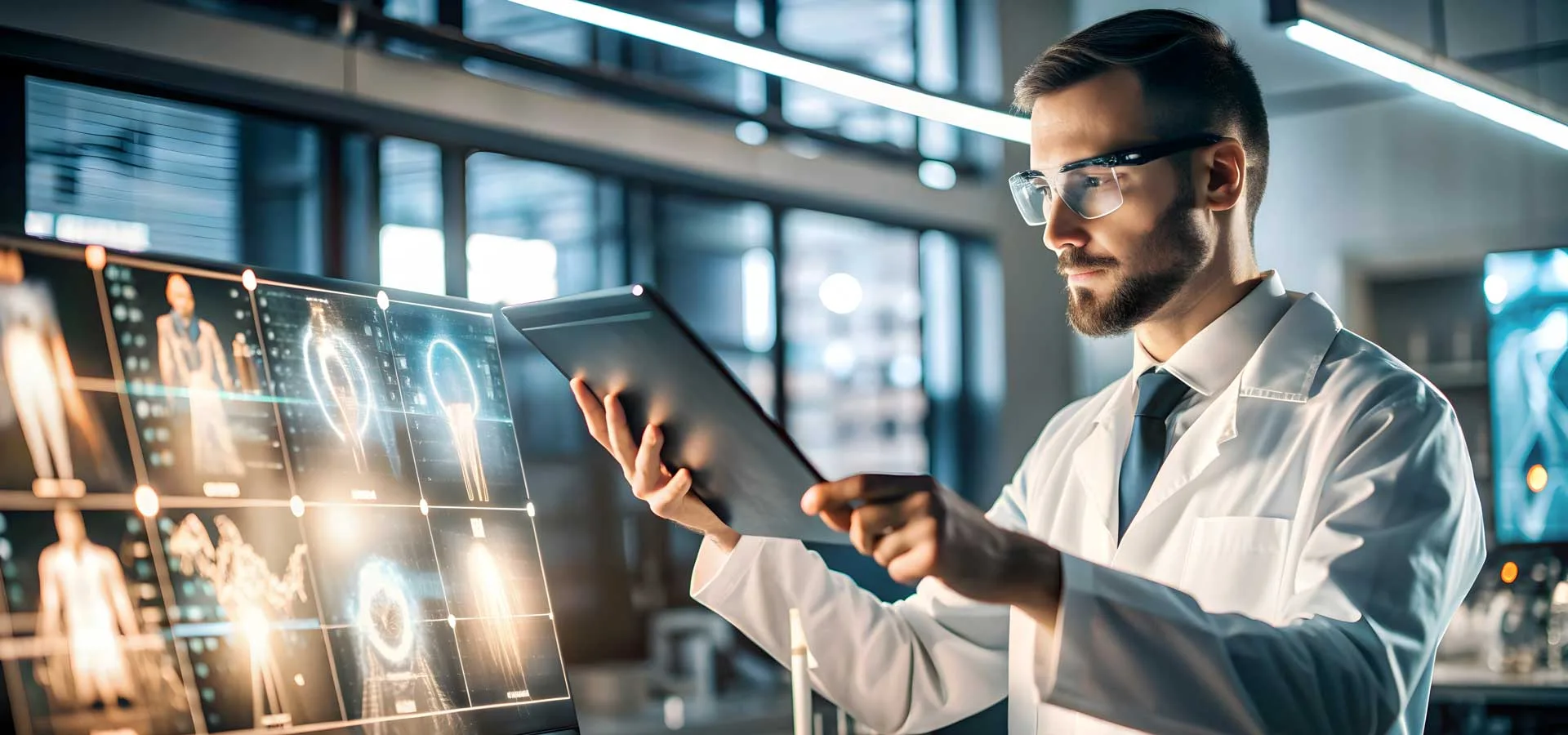 Digitalizzazione per PMI 5 Digitalizzazione per PMI dottore che digita su un tablet un referto medico