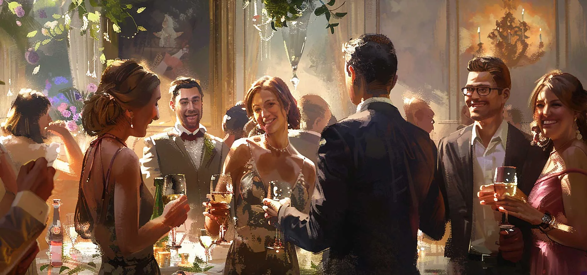 Fare rete durante le Feste 3 Fare rete durante le Feste persone in festa immagine dipinta