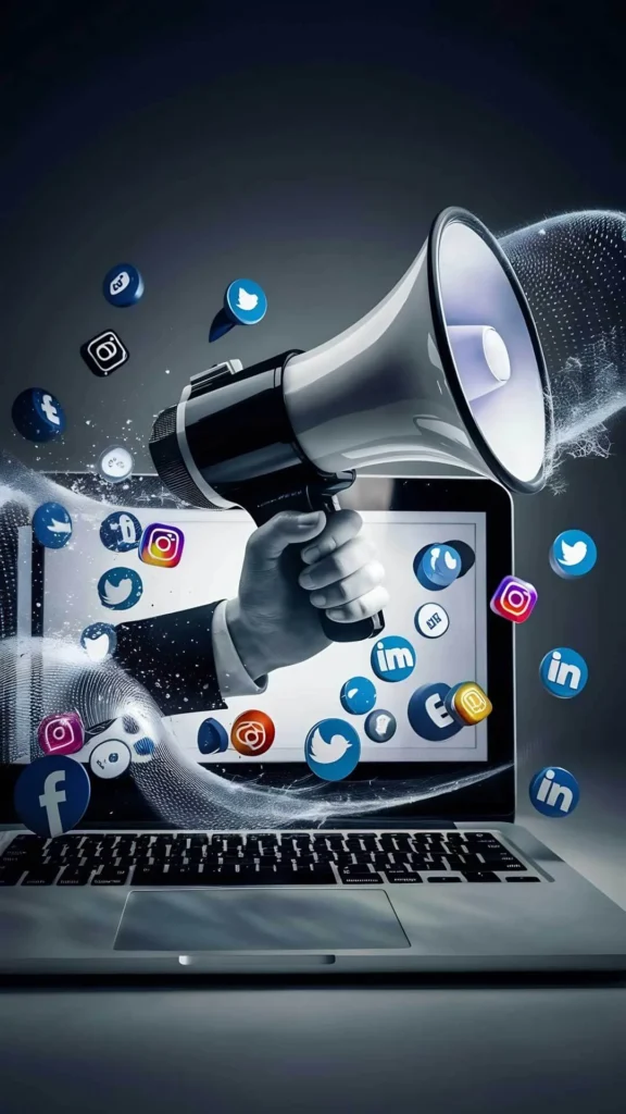 Social Media Marketing immagine concettuale con megafono