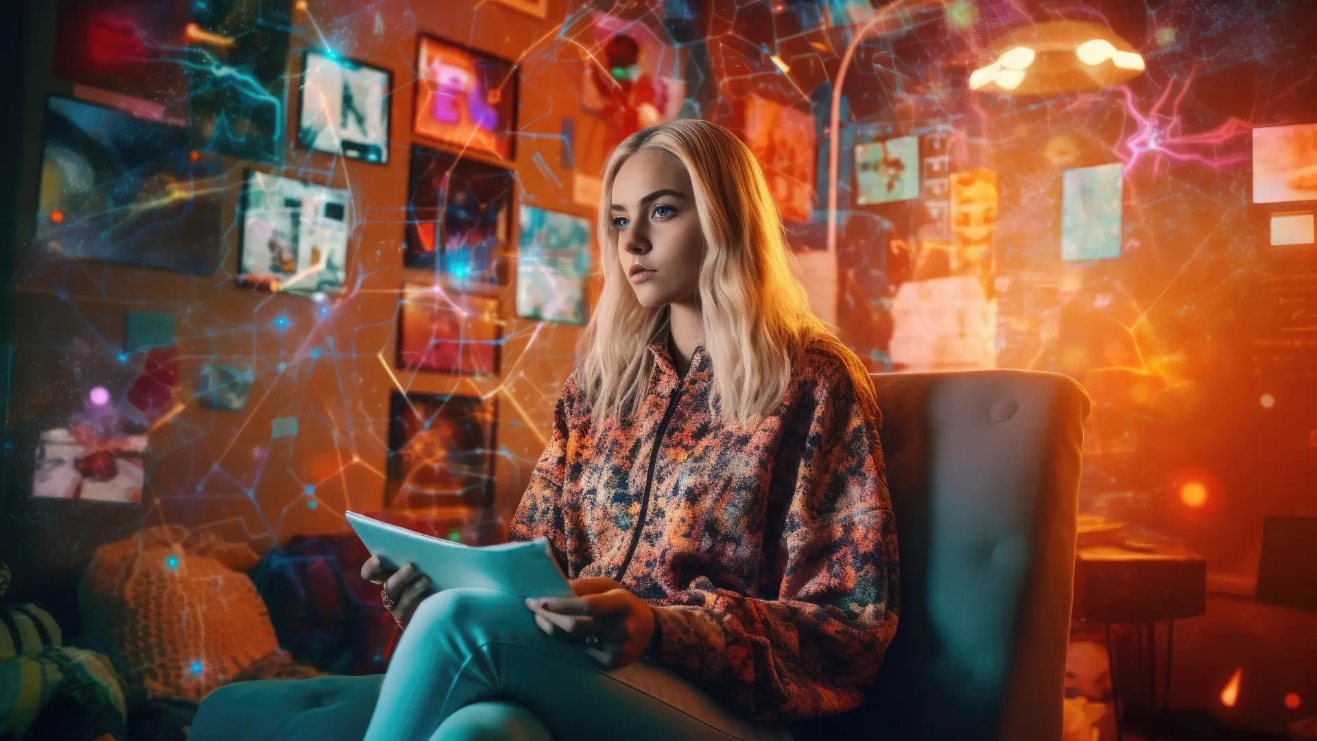 Marketing e AI - Cosa Aspettarsi per il Futuro 5 Marketing e AI Ragazza seduta in una stanza piena di schermi