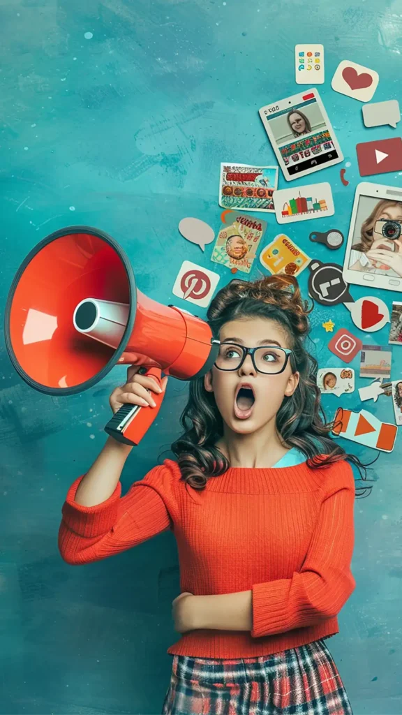 Advertising sui Social Media - ragazza con megafono