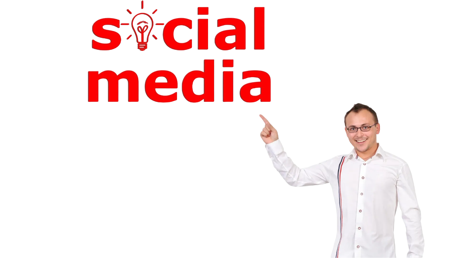 Advertising sui Social Media uomo che indica col dito la scritta social media
