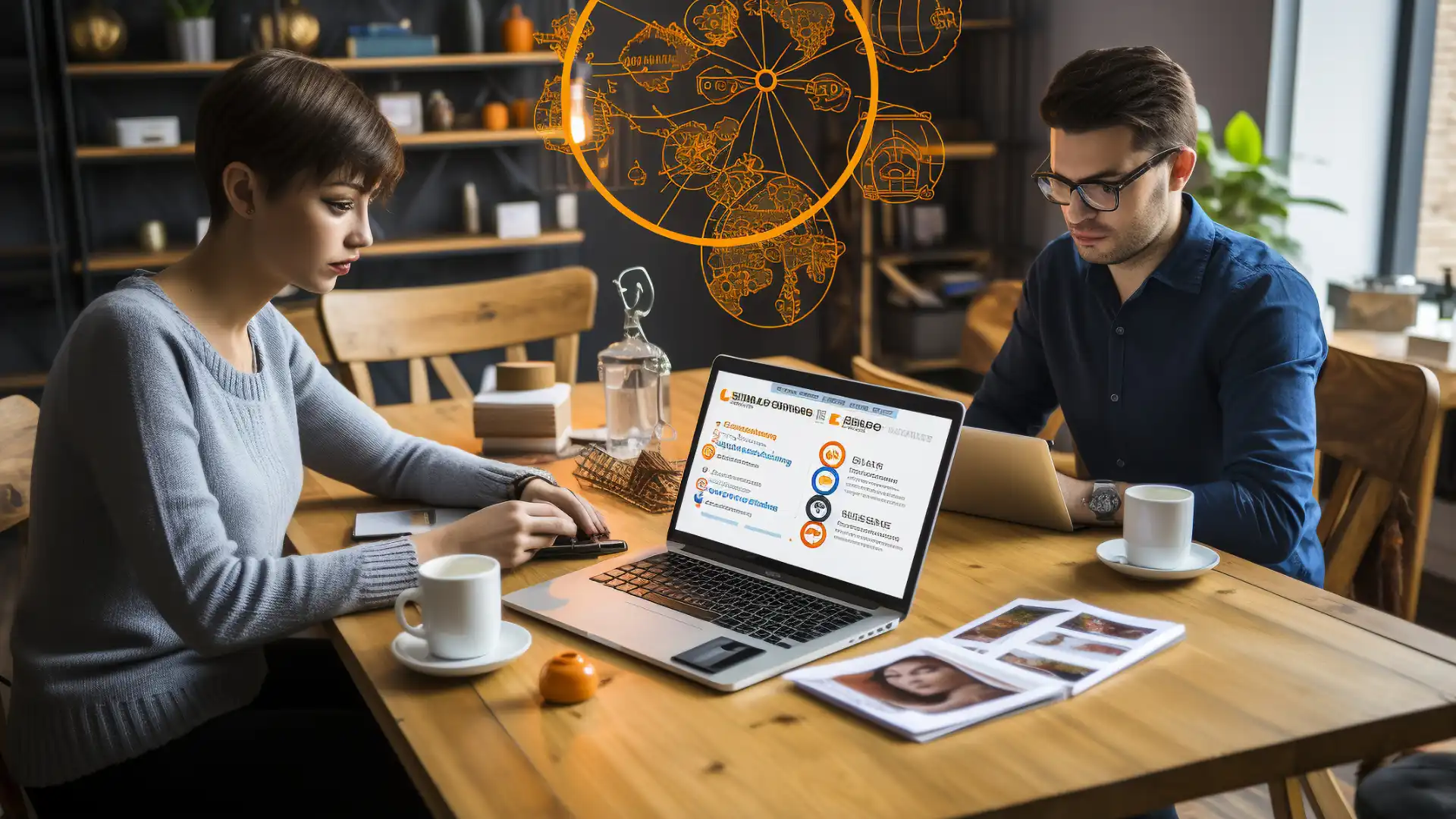 Content Marketing e SEO - Come Farli Lavorare Insieme - due persone sedute attorno un tavolo