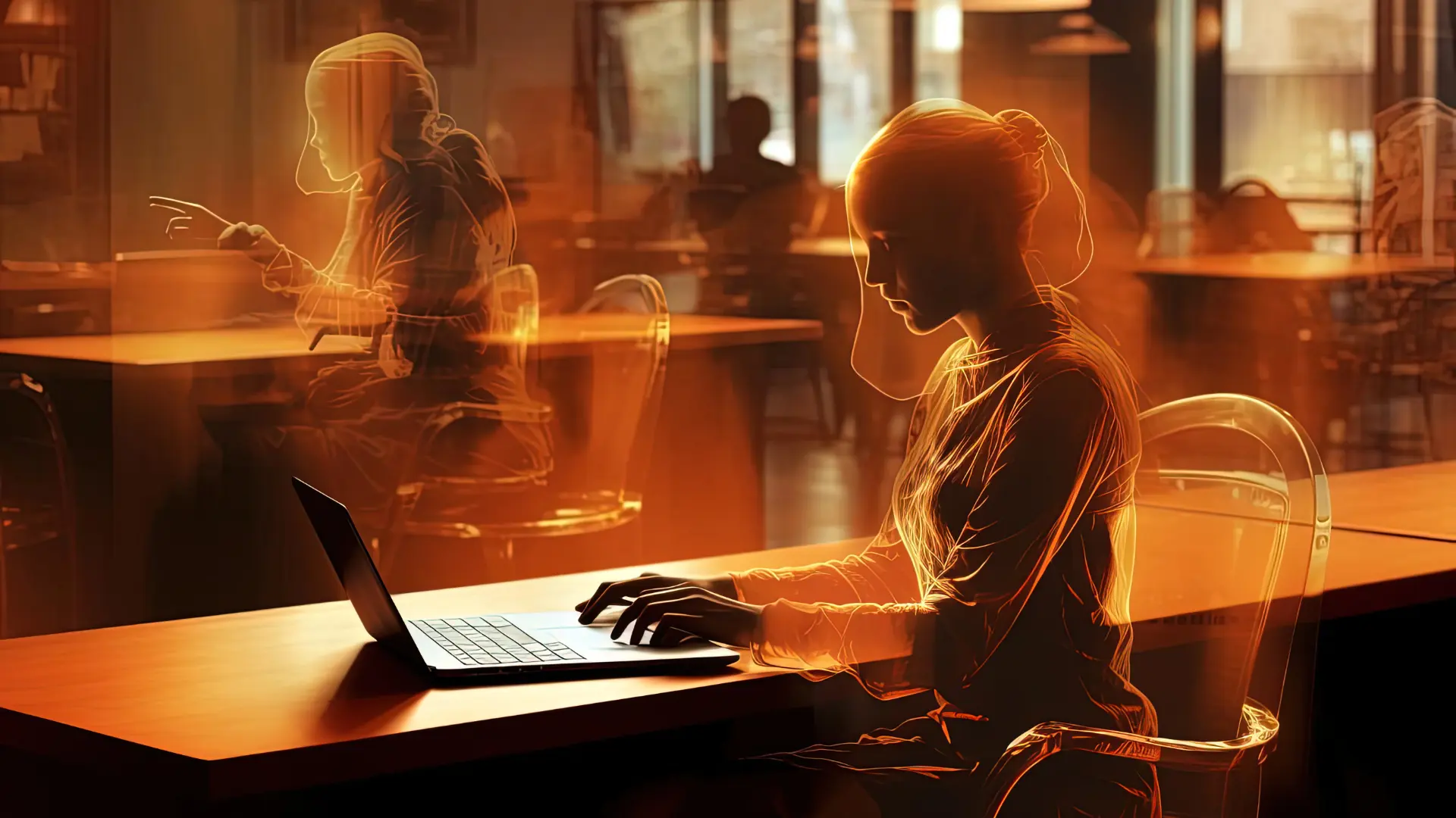 Content Marketing e SEO - Come Farli Lavorare Insieme - immagine concettuale di una ragazza seduta al computer