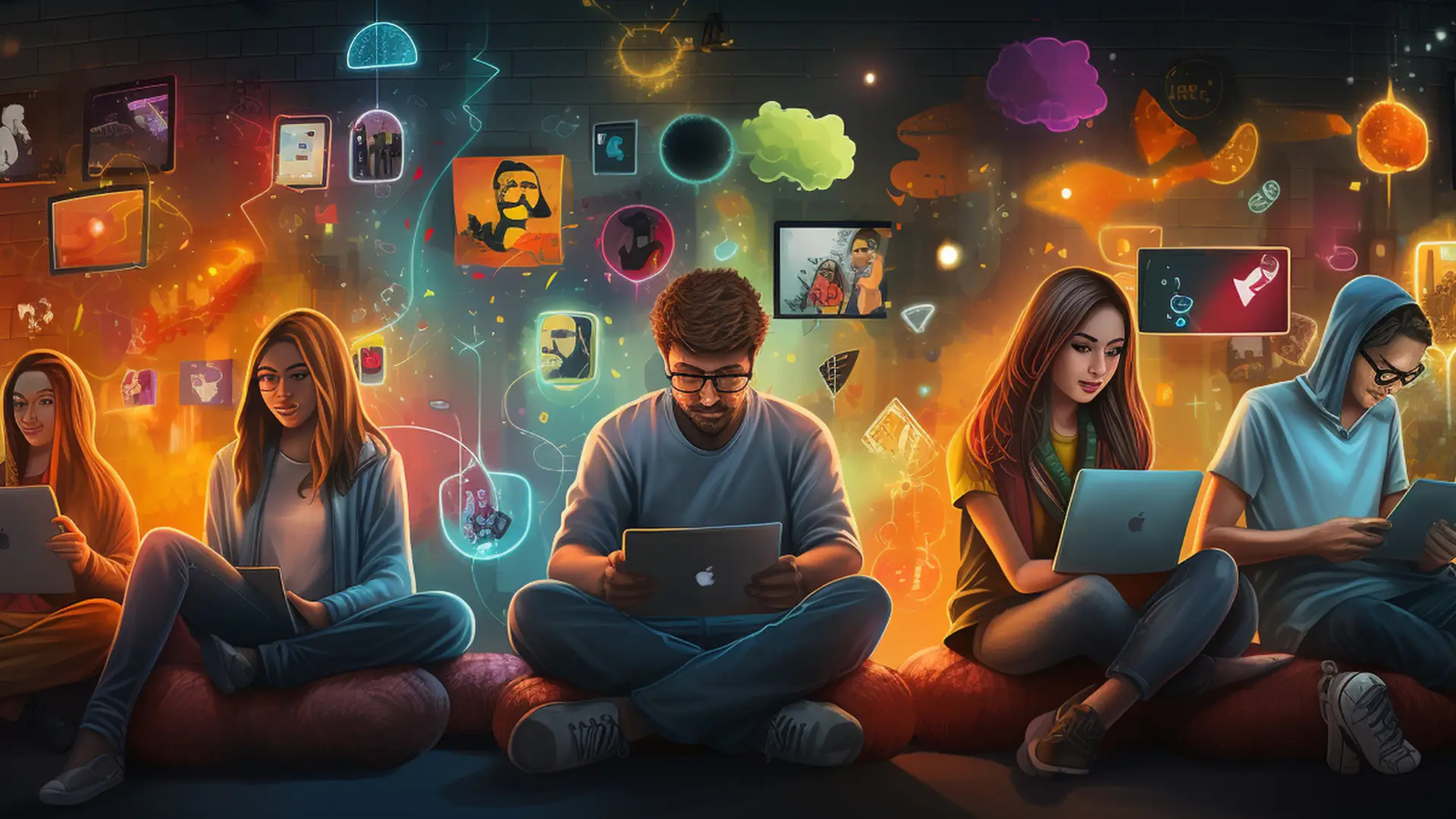 Content Marketing per le PMI - gruppo di ragazzi che lavora con il loro portatile