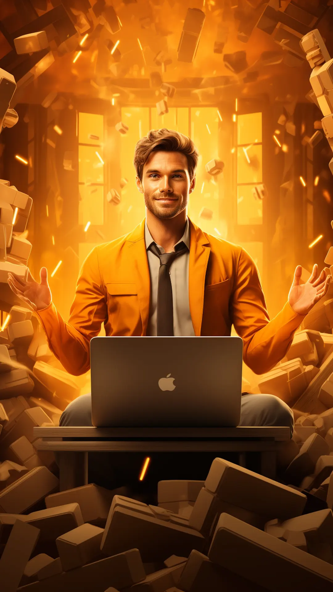 Content Marketing per le PMI - immagine verticale di un ragazzo felice con il suo portatile