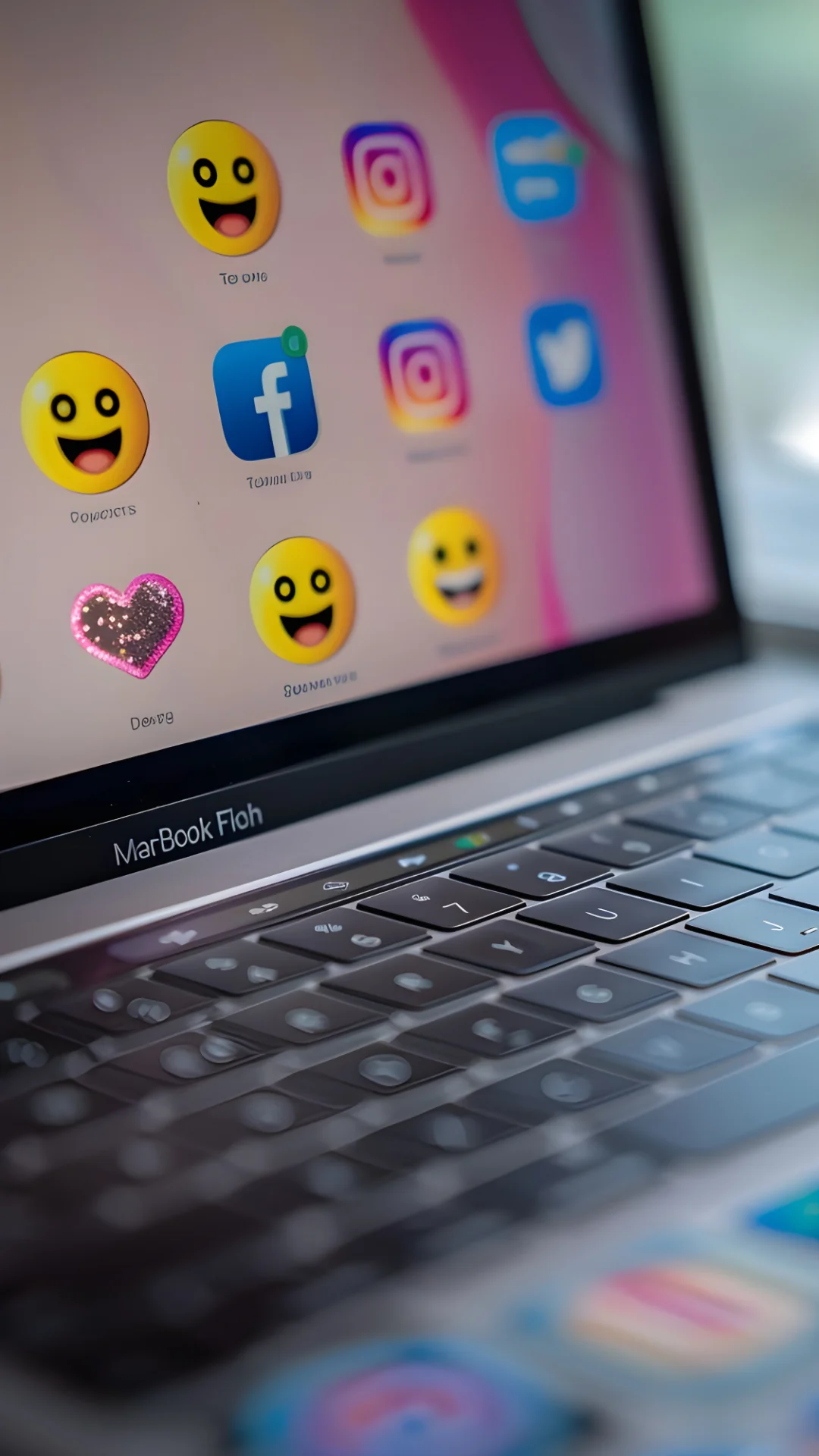 Costruire una Community Online immagine verticale di uno scorcio di un computer portatile con icone social