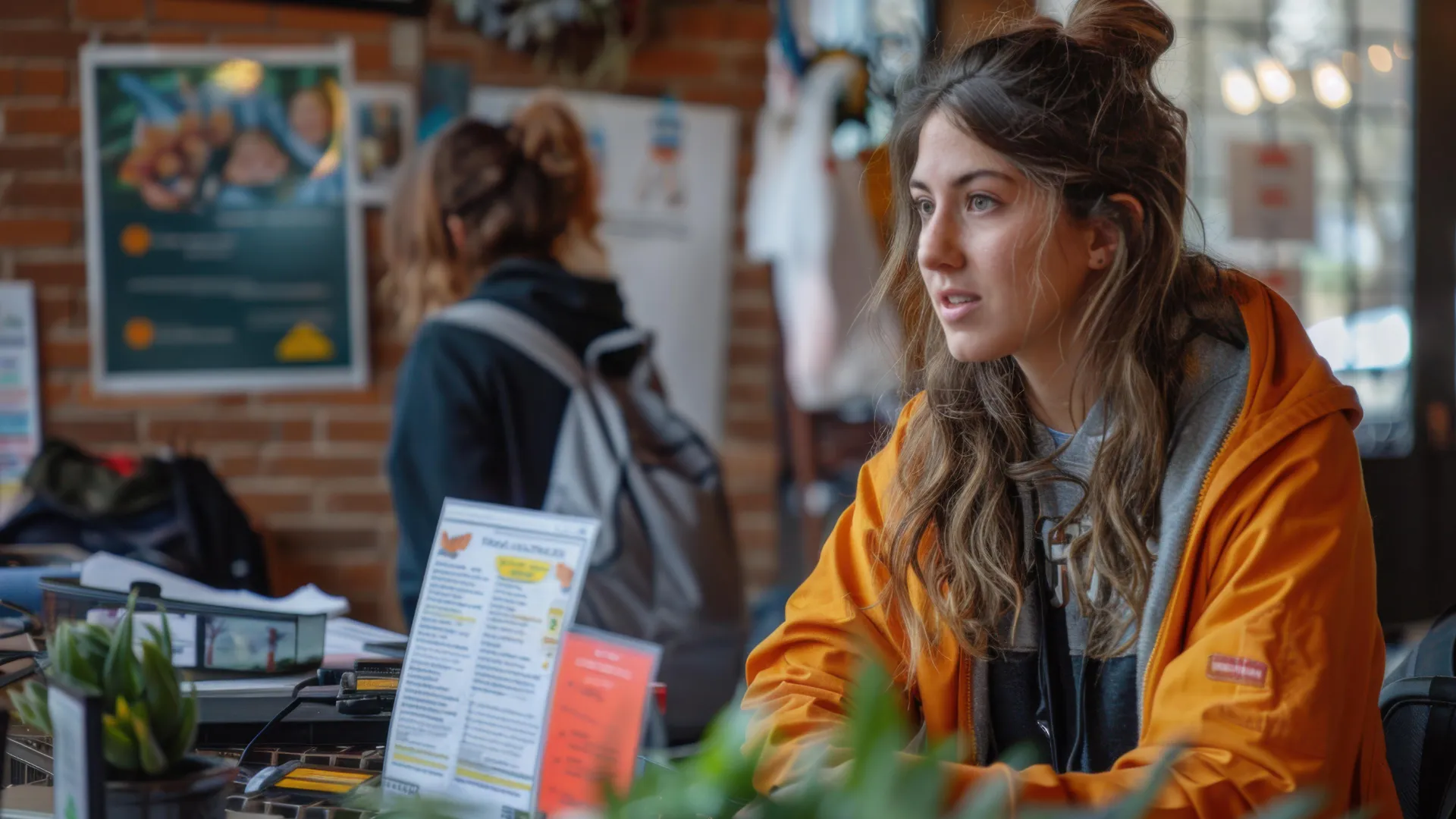 Creare un Blog 5 Creare un Blog di Successo per la Tua PMI - ragazza seduta al tavolo che discute con un'altra persona