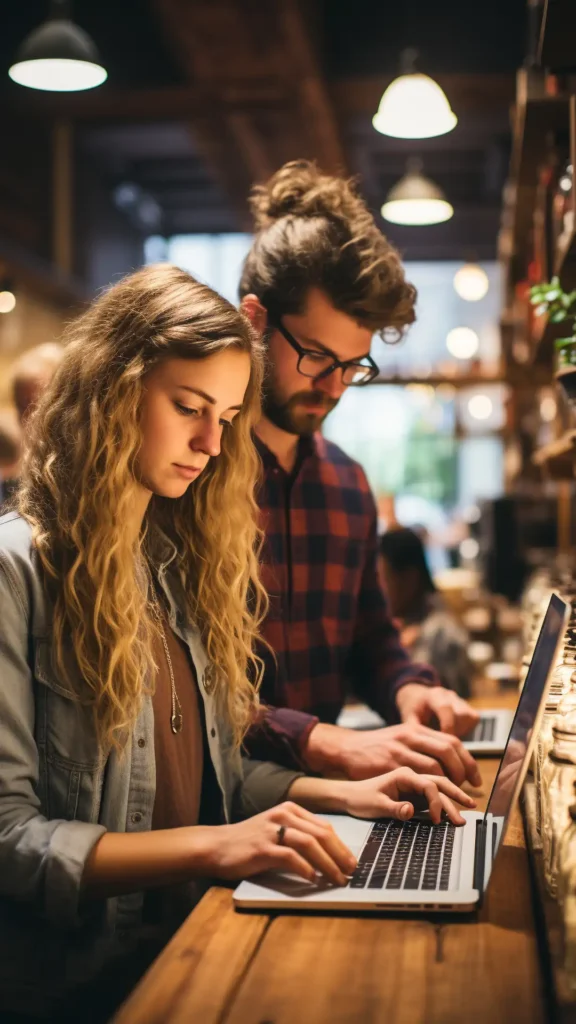 SEO Locale - Come Attrarre Clienti Locali 1 SEO Locale - immagine verticale di due ragazzi che stanno usando il loro portatile