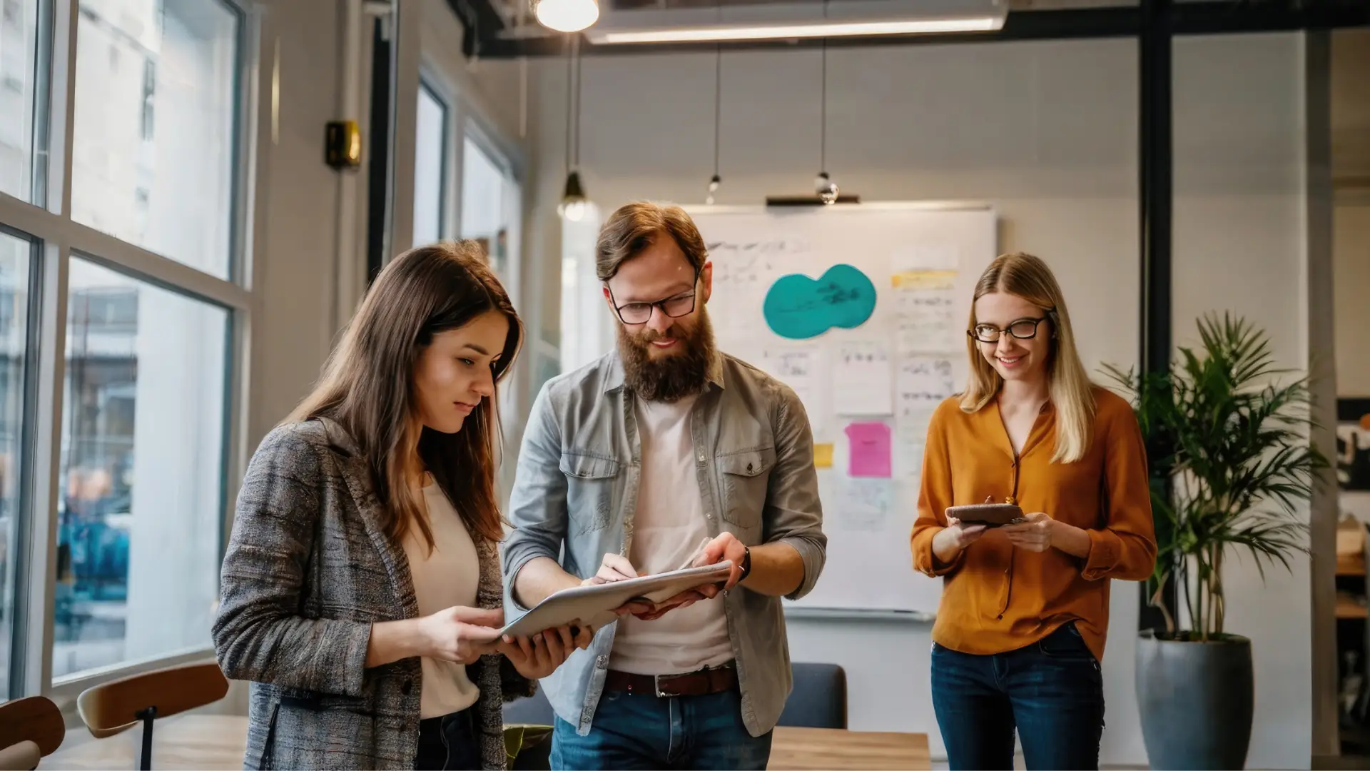 Misurare l'efficacia del content marketing 2 Misurare l'Efficacia del Content Marketing - tre ragazzi in piedi che guardano i loro tablet