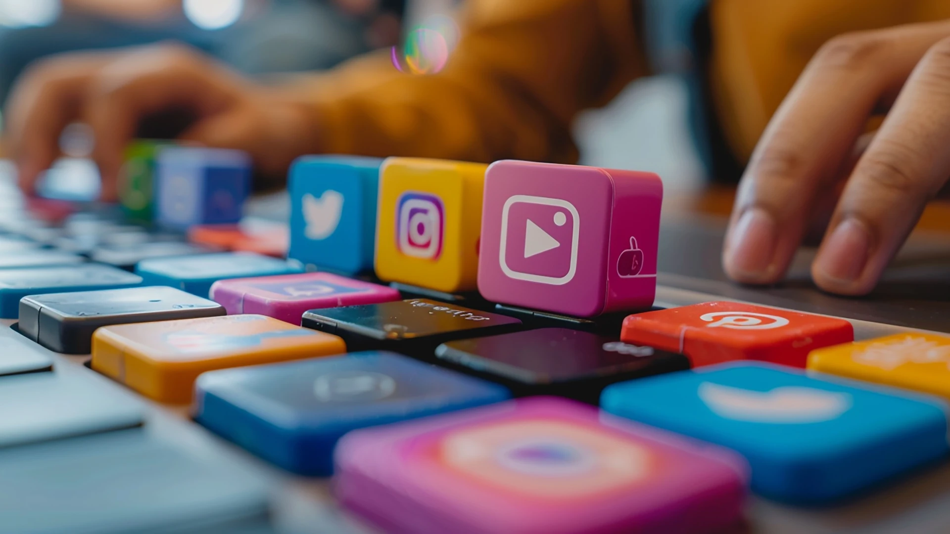 Strategia di Content marketing Efficace - Tastiera computer con tasti colorati come i social