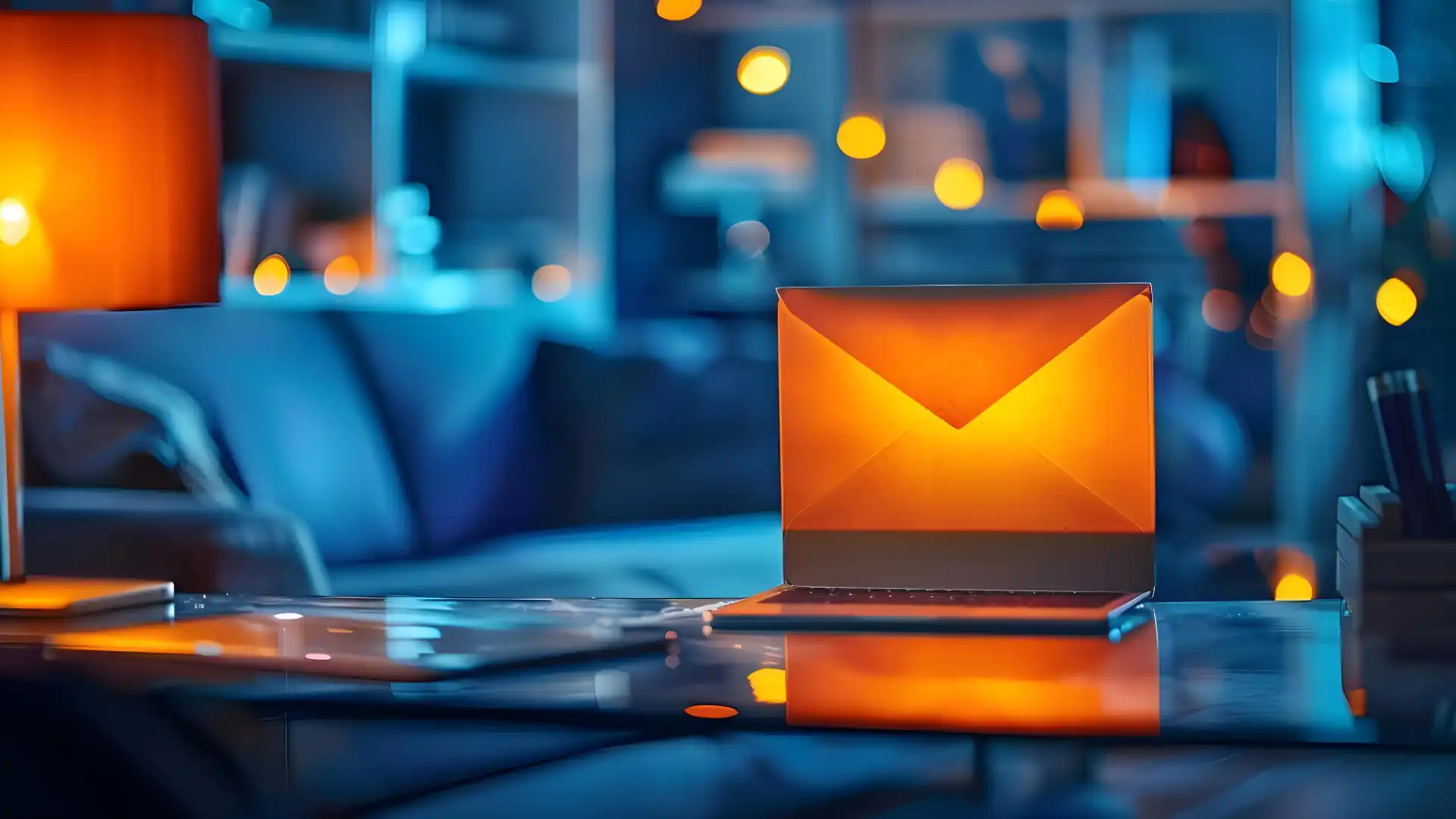 Email Marketing Automation - Busta luminosa sopra il tavolo