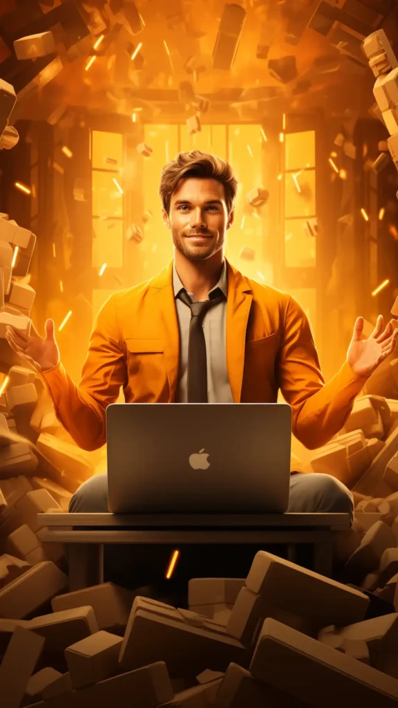 Ottimizzazione delle Campagne Digitali - giorno ragazzo seduto con le braccia alzate e il portatile sulle ginocchia